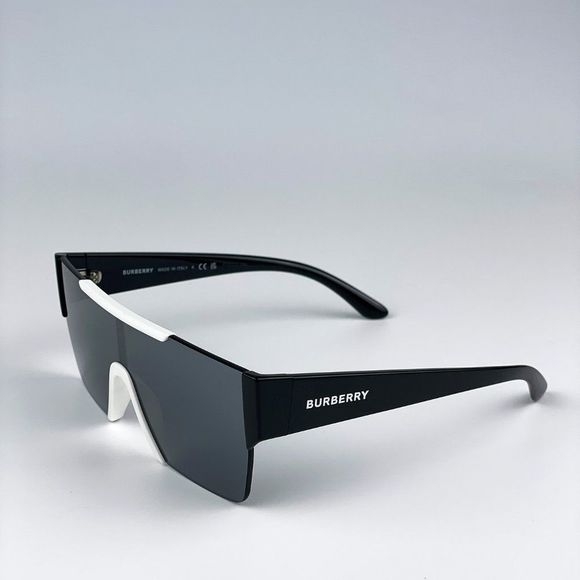 Burberry BE4291 40496G Sunglasses White Grey Mirror Black Shield Unisex - Picture 8 of 12